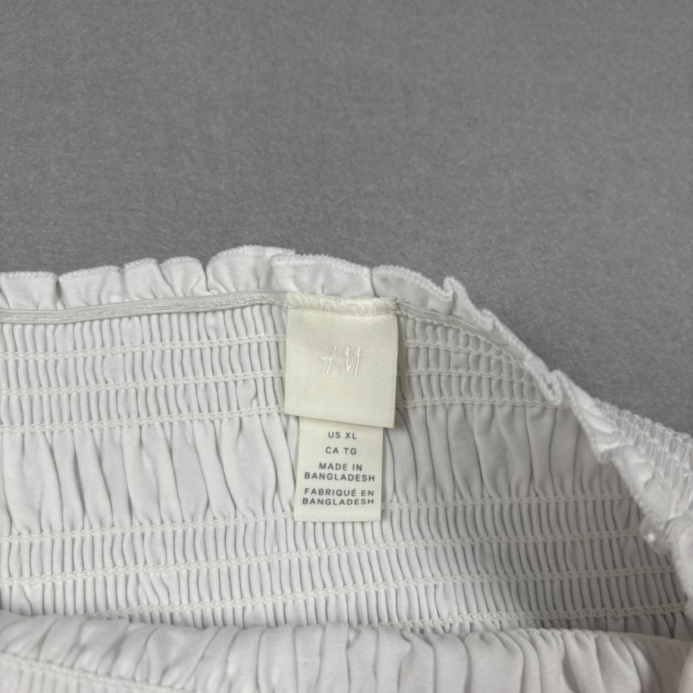 H&M Ruffled Stretchy Spaghetti Strap Cami Top Women's Size XL White Summer Tank - Picture 3 of 5